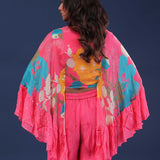 Pink Chinon Crepe Choli Set