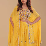 Yellow Georgette Indo-Western Set