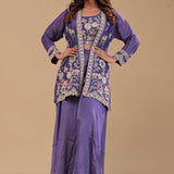 Amethyst Purple Crepe Silk Indo-Western Set