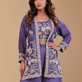 Amethyst Purple Crepe Silk Indo-Western Set