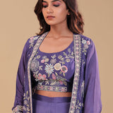 Amethyst Purple Crepe Silk Indo-Western Set