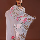 Soft Lavender Georgette Saree