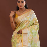 Corn Harvest Yellow And Green Rangkat Banarasi Saree