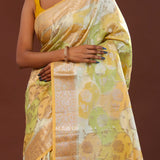 Corn Harvest Yellow And Green Rangkat Banarasi Saree