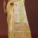 Corn Harvest Yellow And Green Rangkat Banarasi Saree