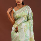 Pista Green Rangkat Banarasi Saree