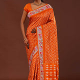 Vibrant Orange Patola Saree