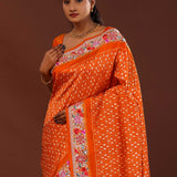Vibrant Orange Patola Saree
