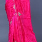 Punch Pink Satin Crepe Saree