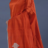 Rusty Orange Colour Satin Crepe Saree