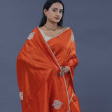 Rusty Orange Colour Satin Crepe Saree