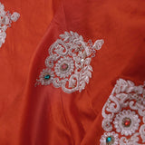 Rusty Orange Colour Satin Crepe Saree