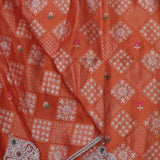 Rusty Orange Colour Satin Crepe Saree