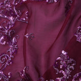 Burgundy Organza Saree With Open Designer Border