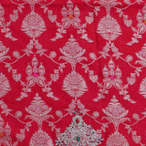 Red Satin Crepe Saree With Zardosi Butta'S