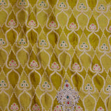 Olive Yellow Satin Crepe Saree