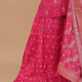 Bright Pink Banarasi Tissue Straight Cut Palazzo Set