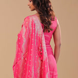 Bright Pink Banarasi Tissue Straight Cut Palazzo Set