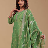 Emerald Green Banarasi Tissue Kurta Set