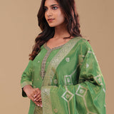 Emerald Green Banarasi Tissue Kurta Set