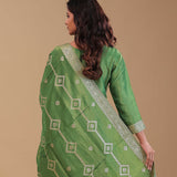Emerald Green Banarasi Tissue Kurta Set