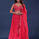 Dark Orange Georgette Lehenga Set