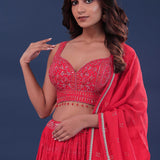 Dark Orange Georgette Lehenga Set