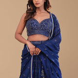 Navy Blue Crushed Georgette Lehenga Set