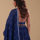 Navy Blue Crushed Georgette Lehenga Set