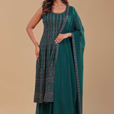 Bottle Green Georgette Kurta Set
