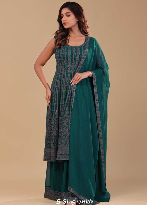<img> Bottle Green Georgette Kurta Set