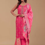 Deep Pink Tissue Kurta Set