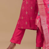 Deep Pink Tissue Kurta Set