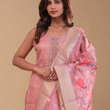 Light Pink Chanderi Silk Kurta Set