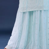 Light Celeste Blue Georgette Straight Cut Palazzo Set