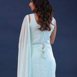 Light Celeste Blue Georgette Straight Cut Palazzo Set