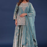 Pale Blue Tissue Lehenga Set