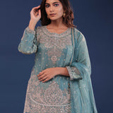 Pale Blue Tissue Lehenga Set