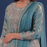 Pale Blue Tissue Lehenga Set