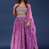 Bright Purple Organza Lehenga Set