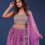 Bright Purple Organza Lehenga Set
