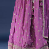 Bright Purple Organza Lehenga Set