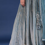 Baby Blue Organza Lehenga Set With Mirror Work
