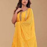 Amber Yellow Silk Anarkali Set