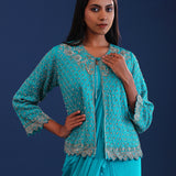 Persian Green Chinon Drape Style Saree