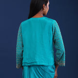 Persian Green Chinon Drape Style Saree