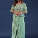 Pista Green Organza Indo-Western Set