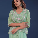 Pista Green Organza Indo-Western Set
