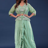 Pista Green Organza Indo-Western Set