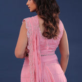 Rose Pink Silk Drape Saree